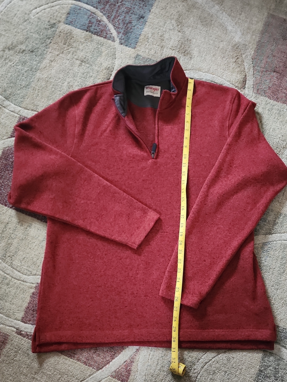 Wrangler Men’s Red Quarter-Zip Sweater, Sz Lg.